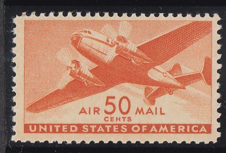 USA 1941 MNH 50c TWIN MOTORED TRANSPORT PLANE AIR MAIL - Image 1 of 1