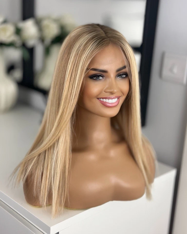 Highlighted Honey Warm Blonde Roots 13x4 Lace Front 100% Human Hair Wig - Image 1 of 4