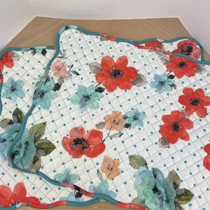 Pioneer Woman Placemat Set Of 2 Vintage Bloom Reversible Quilted Floral Teal - Picture 1 of 3