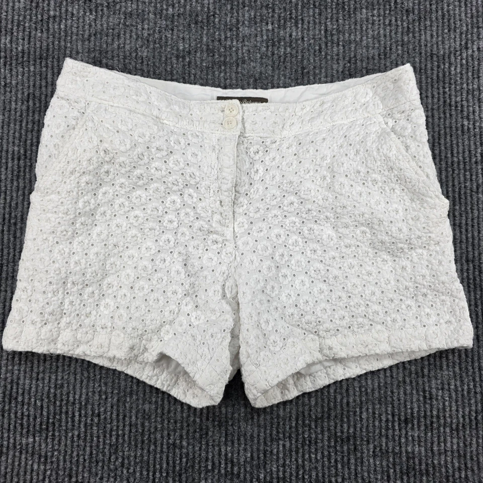 Tommy Bahama Pantalones Cortos Mujer 10 Blancos Ojales Algodón Bordado Bolsillos de Verano Foto 1 de 4