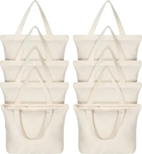 Epakh Canvas Tragetasche mit Reißverschluss - Großpackung wiederverwendbar groß leer Baumwolle Lebensmittelgeschäft... - Bild 1 von 2