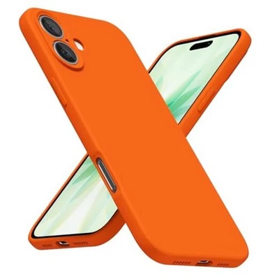 Funda de silicona para teléfono iPhone Plus, minimalista ultra delgada delgada 17 naranja neón Foto 1 de 4