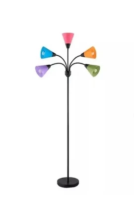 Lámpara de pie Hampton cuello de cisne 67 pulgadas 5 luces con pantallas acrílicas multicolores Foto 1 de 3