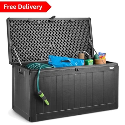 Stylish 190L Waterproof Garden Storage Box with Lockable Lid & Aluminium Hinges - Image 1 of 4