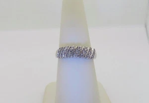 White Gold Diamond Wedding Band Natural Bridal Jewelry Anniversary Size 7 R1219 - Picture 1 of 9