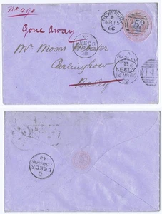 QV Yorkshire Dewsbury Leeds Batley 1d QV penny pink stationery gone away - Picture 1 of 1