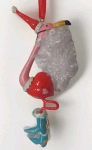 Flamingo Santa Azul Botas Vaqueras Departamento 56 Árbol de Navidad 1999 Adorno 5"  - Imagen 1 de 16