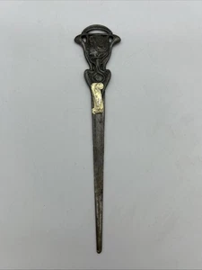 Art Nouveau Female Letter Opener Pewter Italy Brass - Picture 1 of 19