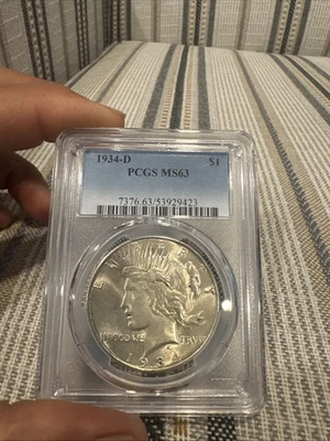 Dólar de plata Peace 1934-D $1 graduación profesional MS63 Foto 1 de 2
