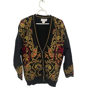 Cárdigan Norton McNaughton negro cadena joyería mujer talla 40 manga larga tejido - Imagen 1 de 10