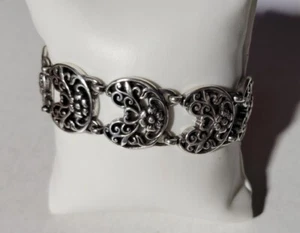 Brighton PORCELAINE Silver Round Cut-out Flower Links Bracelet, NWT, MSRP $43 - Picture 1 of 8