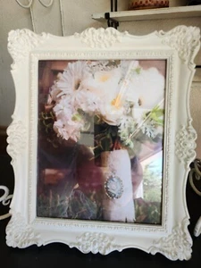 Ornate Vintage Shabby Chic Antique White Chalk Painted 8x10 Picture Frame - Picture 1 of 3