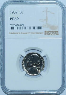 1957 NGC PR69 Jefferson Nickel - Image 1 of 2
