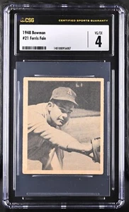 1948 Bowman #21 Ferris Fain Philadelphia Athletics - Rookie Card - CSG 4 VG/Ex - Picture 1 of 2