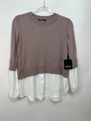 Simply Vera Vera Wang Rose Pink Sweater w Blouse NWT Org $58 Womens Size S - Image 1 of 4