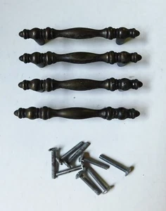 4 Vintage Amerock Burnished Brass Cabinet Drawer Handles 4 1/4" - Picture 1 of 3