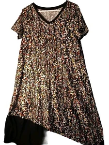 Cuddl Duds Flexwear Kleid Gr. M Mehrfarbig Kurzarm Asymmetrisch Taschen - Bild 1 von 11