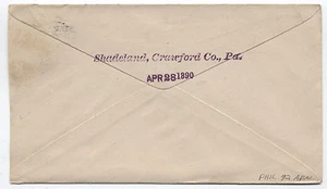 1890 Shadeland PA timbro a mano dritto timbro posteriore su copertina Hillsboro OH [1470] - Foto 1 di 2