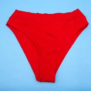Victoria's Secret freche Bikinihose Large rot gerippt hohe Taille Bademode - Bild 1 von 7