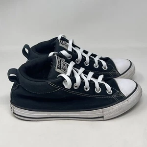 Converse All Star Mid Top Shoes Kids Size 3 Black Canvas Sneakers - Picture 1 of 16