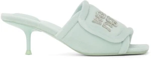 Alexander Wang Jessie Padded Logo Sandal Velour Crystal Blue US 6 - Picture 1 of 5