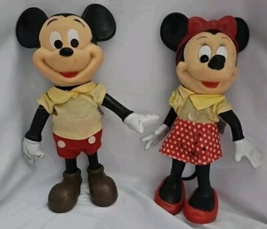Vintage DISNEY PRODUCTIONS Mickey & Minnie Mouse Hard Plastic Dolls Clothes 8" - Picture 1 of 11