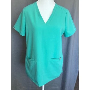 FIGS Damen Green Technical Collection Kurzarm Oberteil mit V-Ausschnitt - Gr. S - Bild 1 von 9