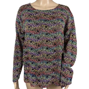 Top donna boho arcobaleno vintage anni 80 maglia aperta elasticizzato scintillante - Foto 1 di 7