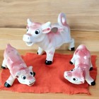 Vintage Pink Cow Creamer with Calves Salt and Pepper Shakers Japan Farmhouse