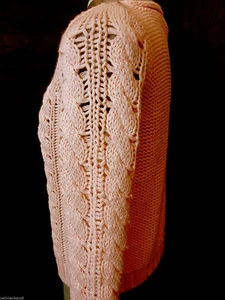 Nwt WET SEAL Sweater top women S Peach Pink cable knit Boho Semi sheer Winter LS - Picture 1 of 5