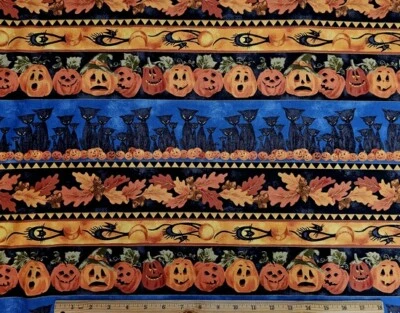 NORTHCOTT Fabric - HARVEST MOON - Halloween Border Stripe - HALF yard (18") - Image 1 of 3