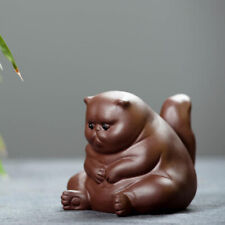 Purple Clay Cat Ceramic Animal Cat Figurines Zisha Tea Pet Tea Accessories D#km