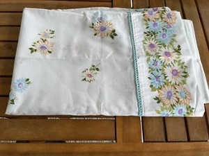 Par de fundas de almohada florales azul púrpura naranja algodón poliéster estándar de colección años 60 70 - Imagen 1 de 3