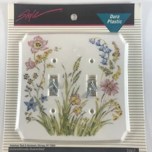Vintage Plastic Floral Cottage Core Light Switch Cover Plate  For 2 Made in USA - Picture 1 of 3