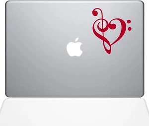 The Decal Guru Music Heart Decal Vinyl Sticker, Red, 15" MacBook Pro - Red - Picture 1 of 1