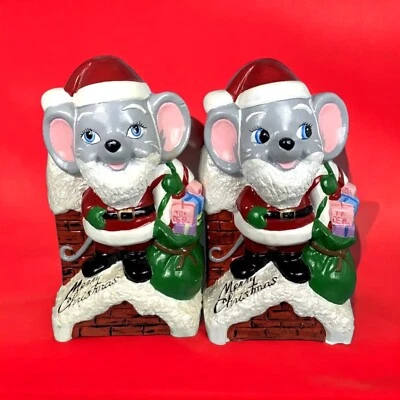 Sujetalibros Feliz Navidad Ratones 1977 Cartel Cabaña Yeso/Tiza 6.25" De colección Foto 1 de 4