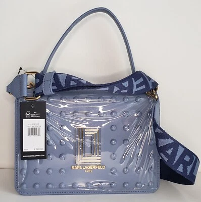 KARL LAGERFELD PARIS SIMONE LEATHER STUDDED FRONT FLAP TOP HANDLE CROSSBODY BAG - Image 1 of 4