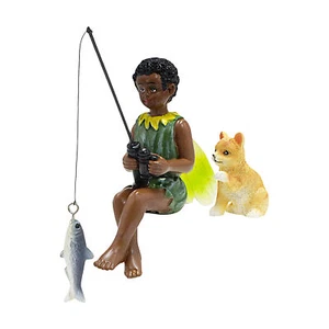 Boy Fishing Statue Garden Decor Lawn Sculpture Fishing Boy Figurine Pond Decor - Picture 1 of 10