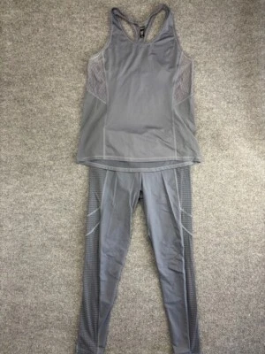 Victoria Secret Sport Workout Set Woomen's M Gray Tank Legging 2 Piece Pockets - Image 1 of 4