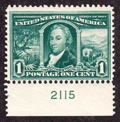 US 323 1c Louisiana Purchase Mint Bottom Plate #2115 Single F-VF OG NH SCV $65 - Image 1 of 2