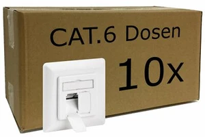 10 x CAT.6 Netzwerkdose weiß Unterputz UP Dose 2x RJ45 geschirmt Unterputzdose - Bild 1 von 7