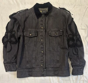 Vintage Laurel Escada Denim Jacket Italy Appliqué Velvet Men’s READ - Picture 1 of 15
