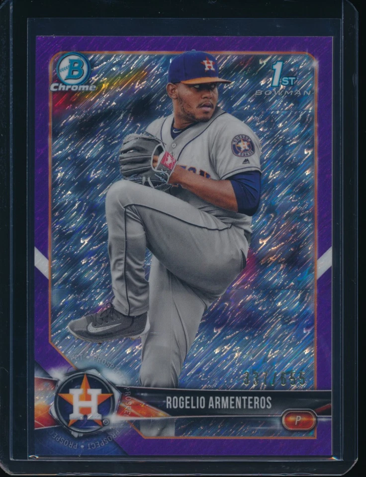 ROGELIO ARMENTEROS 2018 Bowman Chrome Prospects PURPLE SHIMMER REFRACTOR /655 RC - Image 1 of 1
