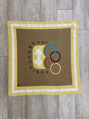 Винтажный 1964 зимние Олимпийские игры хлопок шарф Инсбрук Германия как есть - Изображение 1 из 4