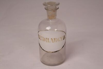 Apotheker Flasche Medizin Arznei Glas Hydrargyr. Antik Deckelflasche Emaille • 20.72€