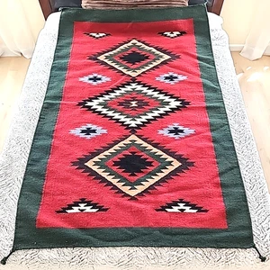 El Paso Satteldecke Co Southwestern Wolldecke Azteken Tribal Ranch 46"x70,5" - Bild 1 von 10
