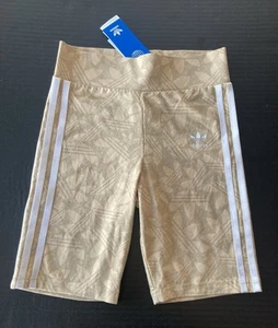 NEW ADIDAS GIRLS Striped Shorts Leggings CYCLING ~ YOUTH MEDIUM 10-12 y Yellow - Picture 1 of 11