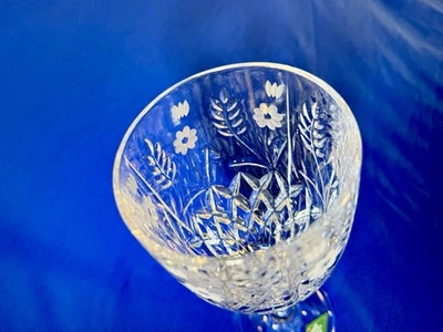 6 Shannon 24% Lead Crystal Ireland Wine Glass Set Etched Wheat Flower Stephanie - Image 1 of 4