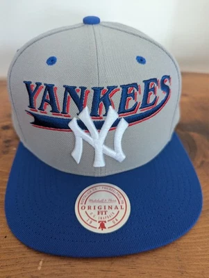 Mitchell & Ness New York Yankees NY Logo Grey&Blue SnapBack Hat Cap MLB NWT - Image 1 of 4