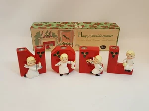 Vintage 1956 Napco Norton rot Keramik NOEL Vasen/Kerzenständer Japan OVP - Bild 1 von 19